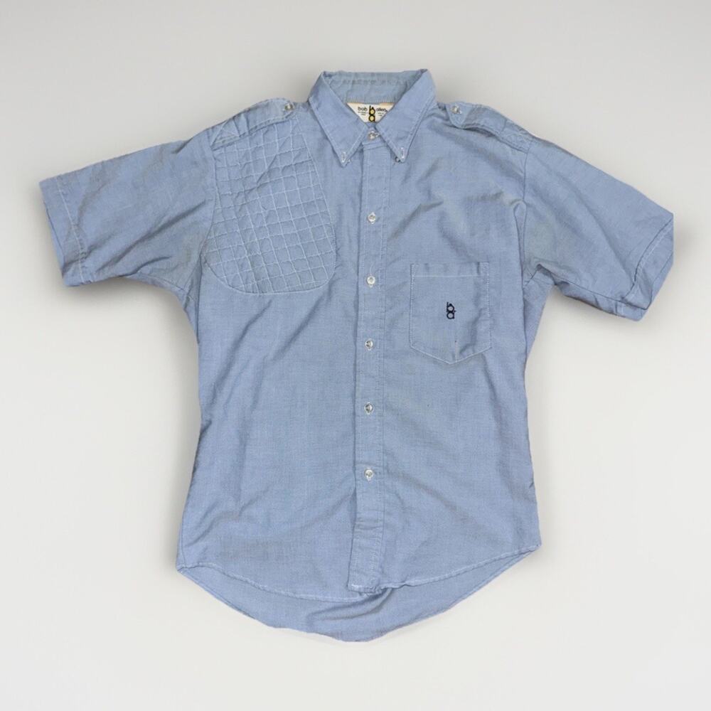 Bob Allen Short Sleeve Button Down Shirt Men’s Large Blue Hunting Workwear USA